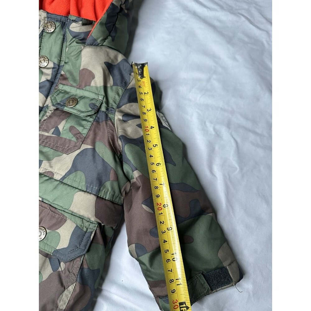 Oshkosh Boy's 24M Winter Puffer Hooded Camo Jacket Green Coat - Picture 10 of 11